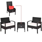 Costway 3PCS Patio Rattan Furniture Set Storage Table Cushioned Sofa Deck Red\Turquoise\White