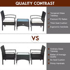 Costway 3 PCS Furniture Set Table & 2 Chair Patio Wicker Rattan W/Cushion