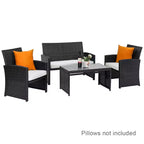 Costway Salon de jardin 8 pièces en rotin avec coussins, canapé et table, noir