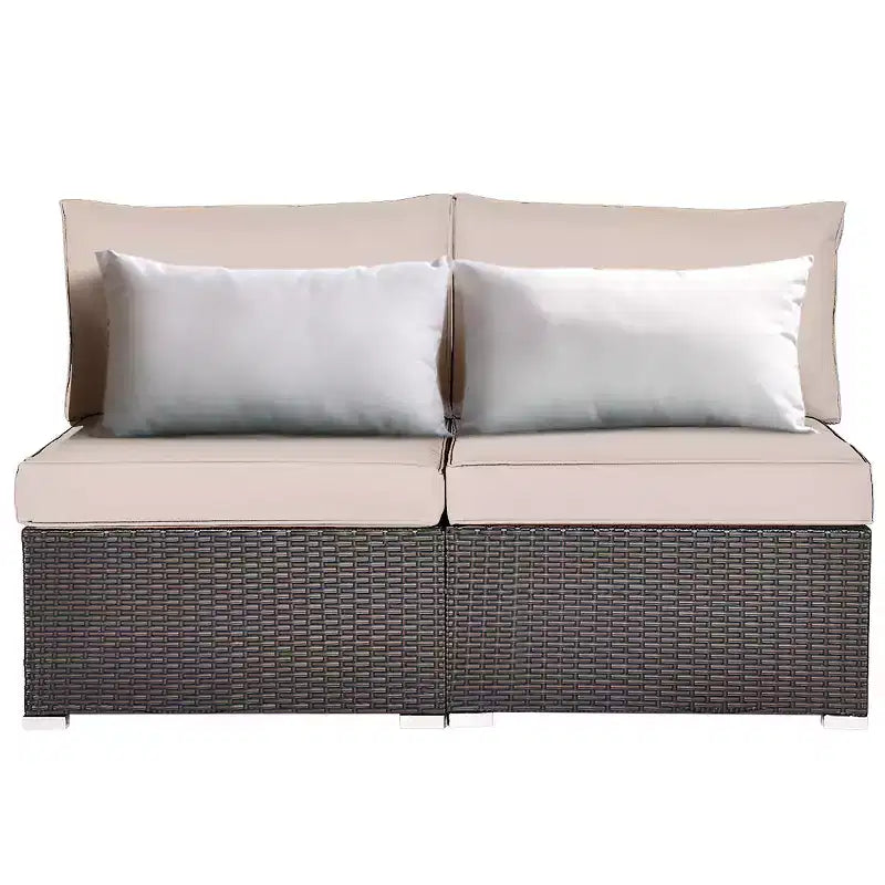 Costway Lot de 2 canapés sans accoudoirs en rotin pour terrasse avec coussins