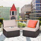 Costway Lot de 2 canapés sans accoudoirs en rotin pour terrasse avec coussins