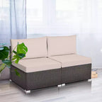 Costway Lot de 2 canapés sans accoudoirs en rotin pour terrasse avec coussins