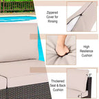 Costway Lot de 2 canapés sans accoudoirs en rotin pour terrasse avec coussins