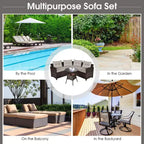 Costway 4PCS Outdoor Patio Rattan Furniture Set Cushioned Sofa Table