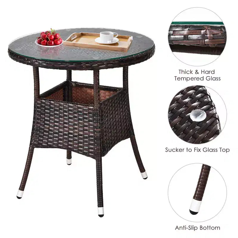 Costway 4PCS Outdoor Patio Rattan Furniture Set Cushioned Sofa Table