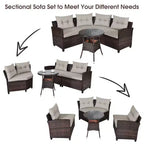 Costway 4PCS Outdoor Patio Rattan Furniture Set Cushioned Sofa Table
