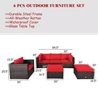 Costway 6PCS Patio Rattan Furniture Set Cushion Sofa Coffee Table
