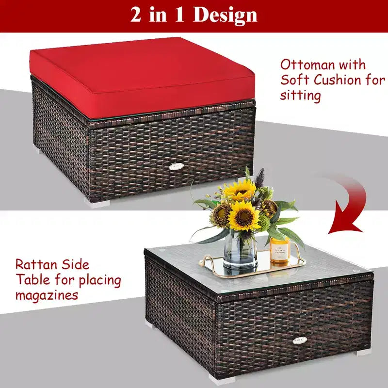 Costway 6PCS Patio Rattan Furniture Set Cushion Sofa Coffee Table