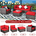 Costway 6PCS Patio Rattan Furniture Set Cushion Sofa Coffee Table
