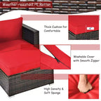 Costway 6PCS Patio Rattan Furniture Set Cushion Sofa Coffee Table