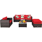 Costway 6PCS Patio Rattan Furniture Set Cushion Sofa Coffee Table