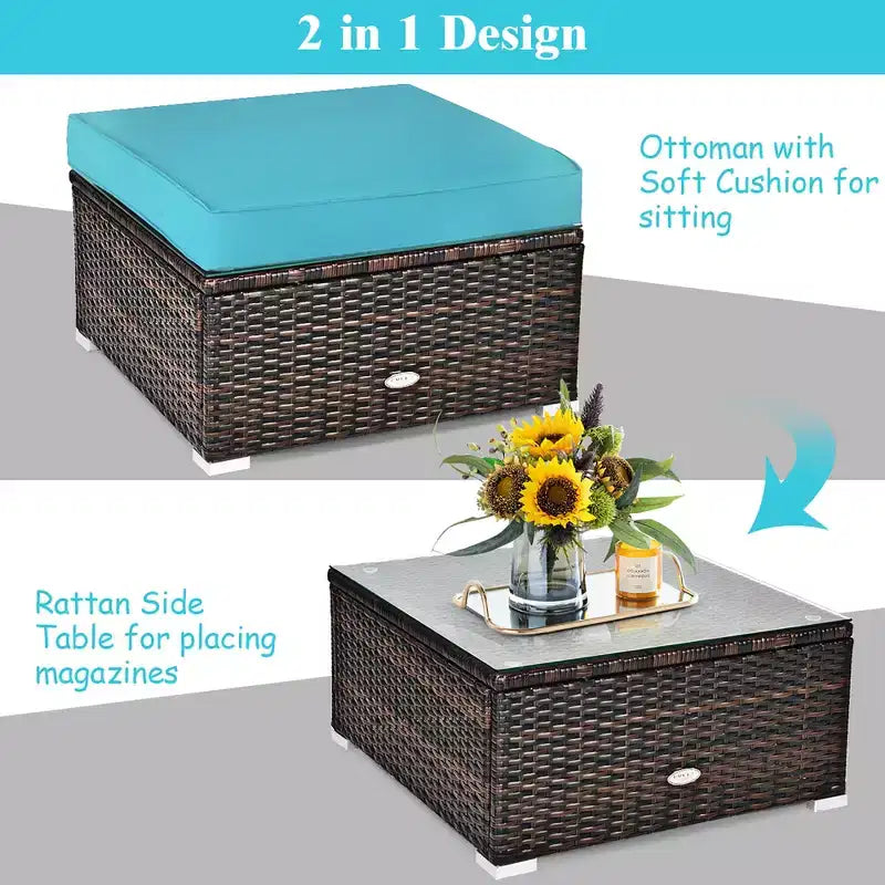 Costway 6PCS Patio Rattan Furniture Set Cushion Sofa Coffee Table