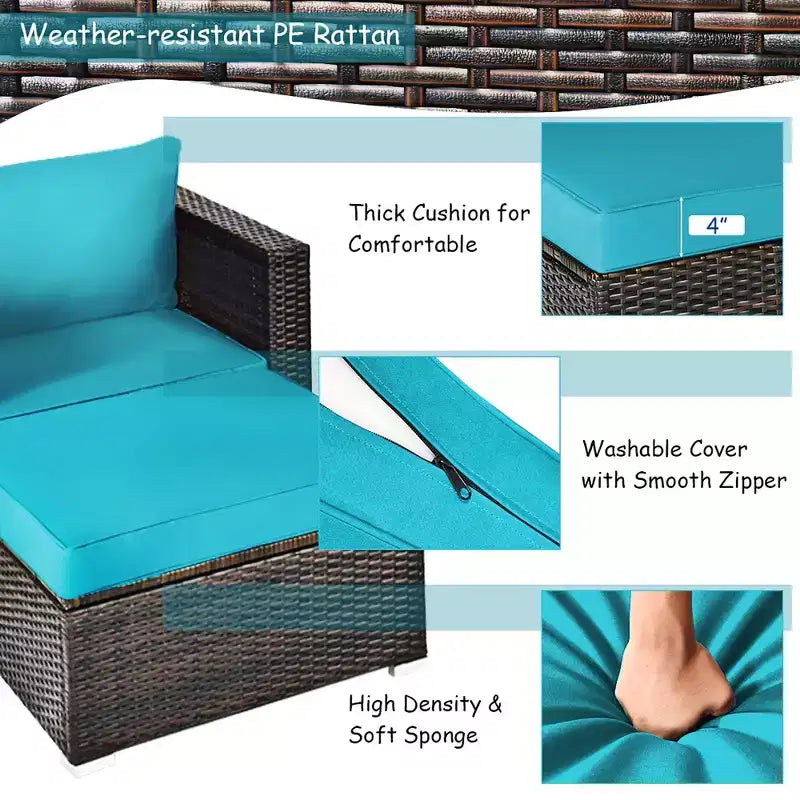 Costway 6PCS Patio Rattan Furniture Set Cushion Sofa Coffee Table