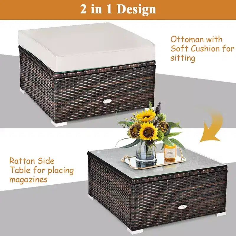 Costway 6PCS Patio Rattan Furniture Set Cushion Sofa Coffee Table