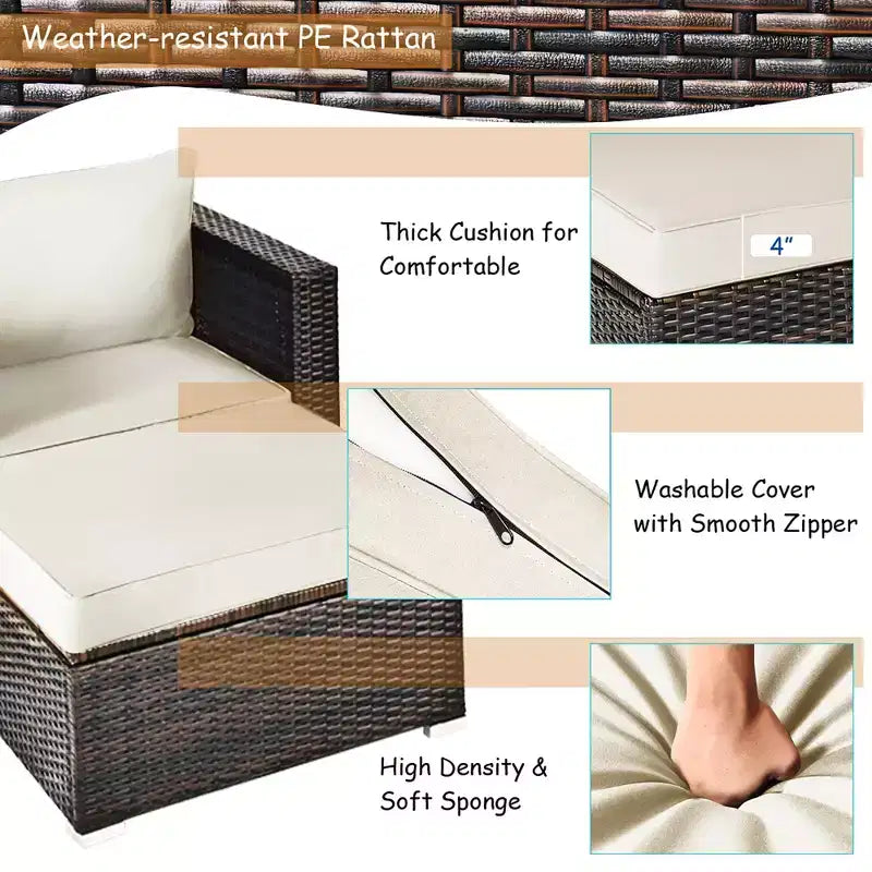 Costway 6PCS Patio Rattan Furniture Set Cushion Sofa Coffee Table