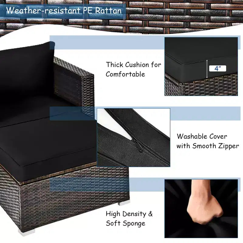 Costway 6PCS Patio Rattan Furniture Set Cushion Sofa Coffee Table