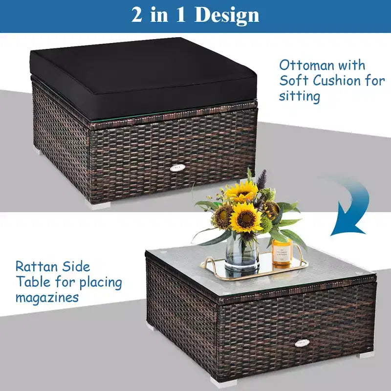 Costway 6PCS Patio Rattan Furniture Set Cushion Sofa Coffee Table