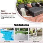 Costway 5PCS Patio Rattan Furniture Set Loveseat Sofa Ottoman Cushioned Red\White