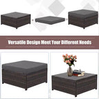 Costway 5PCS Patio Rattan Furniture Set Loveseat Sofa Ottoman Cushioned Red\White