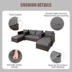 Costway 5PCS Patio Rattan Furniture Set Loveseat Sofa Ottoman Cushioned Red\White
