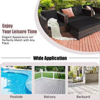 Costway 5PCS Patio Rattan Furniture Set Loveseat Sofa Ottoman Cushioned Red\White