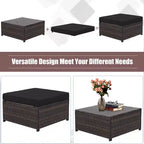 Costway 5PCS Patio Rattan Furniture Set Loveseat Sofa Ottoman Cushioned Red\White