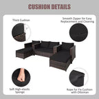 Costway 5PCS Patio Rattan Furniture Set Loveseat Sofa Ottoman Cushioned Red\White
