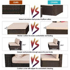 Costway 5PCS Patio Rattan Furniture Set Sectional Conversation W/Beige Cushion
