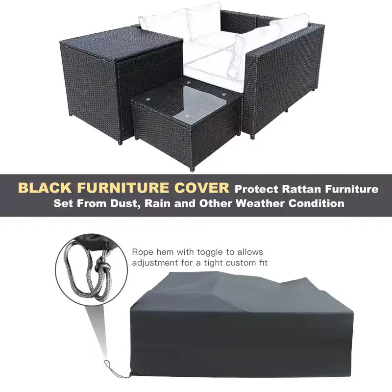 Costway 4PCS Outdoor Patio Rattan Furniture Set Cushioned Loveseat Storage Table