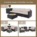 Costway 4PCS Outdoor Patio Rattan Furniture Set Cushioned Loveseat Storage Table