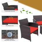 Costway Ensemble de Meubles de Jardin en Rotin 8 Pièces Fauteuil Rembourré Canapé Table Basse Blanc/Bleu Marine/Turquoise/Rouge