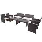 Costway Ensemble de Meubles de Jardin en Rotin 8 Pièces Fauteuil Rembourré Canapé Table Basse Blanc/Bleu Marine/Turquoise/Rouge