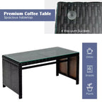 Costway Ensemble de Meubles de Jardin en Rotin 8 Pièces Fauteuil Rembourré Canapé Table Basse Blanc/Bleu Marine/Turquoise/Rouge