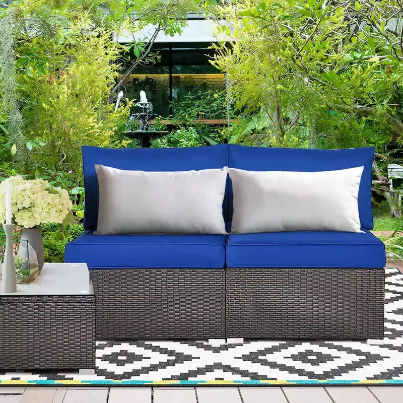 Costway 2PCS Patio Rattan Armless Sofa Sectional Furniture