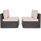 Costway 2PCS Patio Rattan Armless Sofa Sectional Conversation Furniture Set W/Cushion