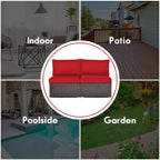 Costway 2PCS Patio Rattan Armless Sofa Sectional Conversation Furniture Set W/Cushion
