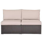 Costway 2PCS Patio Rattan Armless Sofa Sectional Conversation Furniture Set W/Cushion