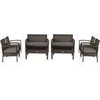 Costway 8PCS Rattan Patio Conversation Set Outdoor Furniture Set Garden w/Cushion