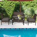 Costway 8PCS Rattan Patio Conversation Set Outdoor Furniture Set Garden w/Cushion