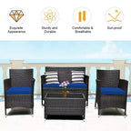 Costway 8PCS Rattan Patio Furniture Set Cushioned Sofa Chair Coffee Table Red\Brown\Turquoise