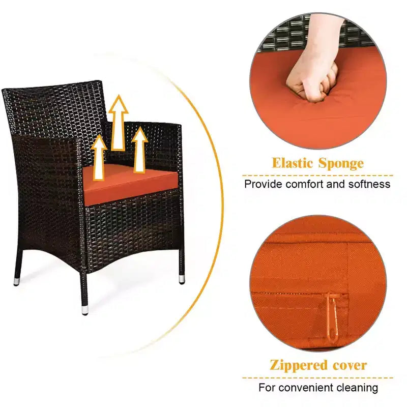 Costway 8PCS Rattan Patio Furniture Set Cushioned Sofa Chair Coffee Table Red\Brown\Turquoise