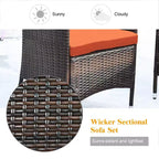 Costway 8PCS Rattan Patio Furniture Set Cushioned Sofa Chair Coffee Table Red\Brown\Turquoise