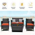 Costway 8PCS Rattan Patio Furniture Set Cushioned Sofa Chair Coffee Table Red\Brown\Turquoise