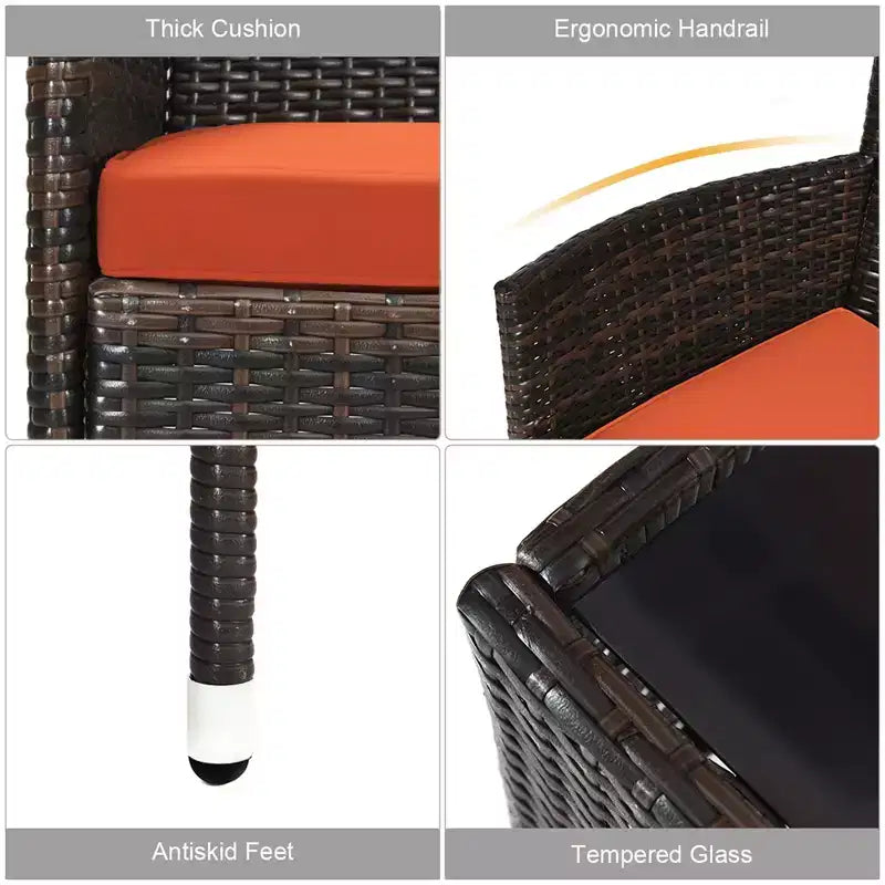 Costway 8PCS Rattan Patio Furniture Set Cushioned Sofa Chair Coffee Table Red\Brown\Turquoise