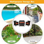 Costway 8PCS Rattan Patio Furniture Set Cushioned Sofa Chair Coffee Table Red\Brown\Turquoise