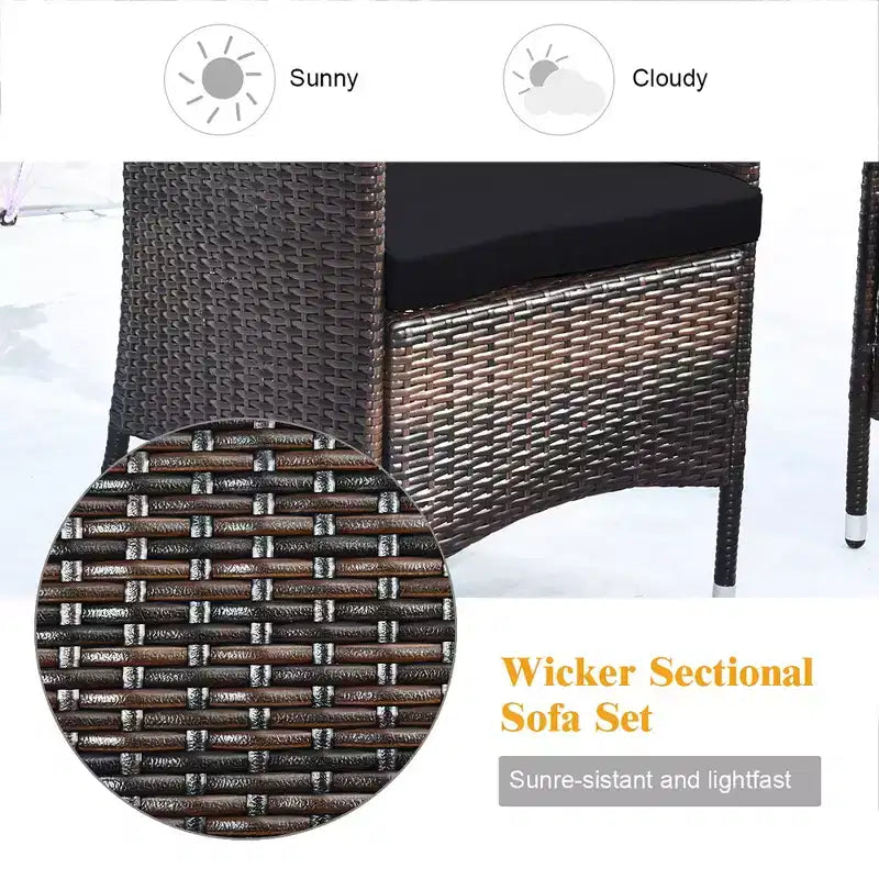 Costway 8PCS Rattan Patio Furniture Set Cushioned Sofa Chair Coffee Table Red\Brown\Turquoise