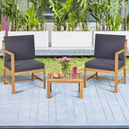Costway Ensemble Table et Chaises de Jardin 3 en 1 en Bois Massif
