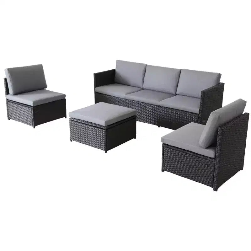 Northlight 4-Piece Savannah Resin Wicker Outdoor Patio Modular Sectional Set with Cushions