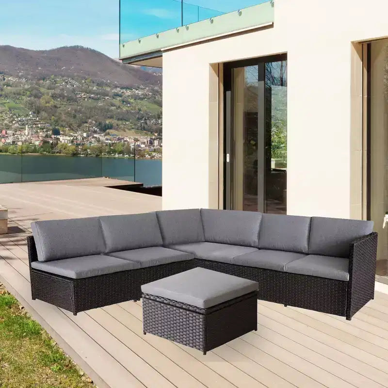 Northlight 4-Piece Savannah Resin Wicker Outdoor Patio Modular Sectional Set with Cushions