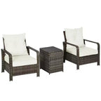 Outsunny 3 Piece Patio Furniture Set, PE Rattan Wicker Storage Table and Chairs w/ Tufted Cushions